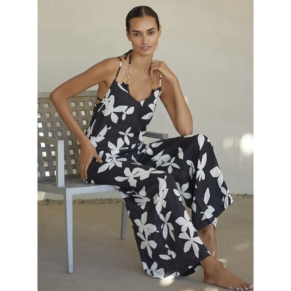 NWT Size S - Anthropologie Linen floral Jumpsuit (NWT US$ 118) - Picture 4 of 15